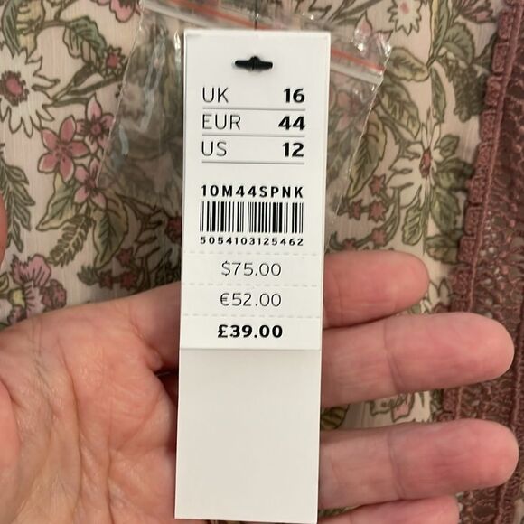 NWT TopShop Dress, Calico flowers, Rose Pink, 12 - Picture 6 of 11